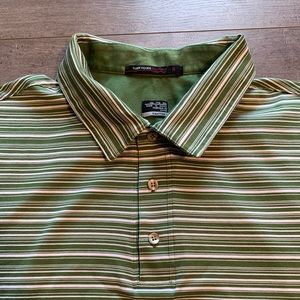 Tiger Woods Nike Fit Dry XXL green stripes polo
